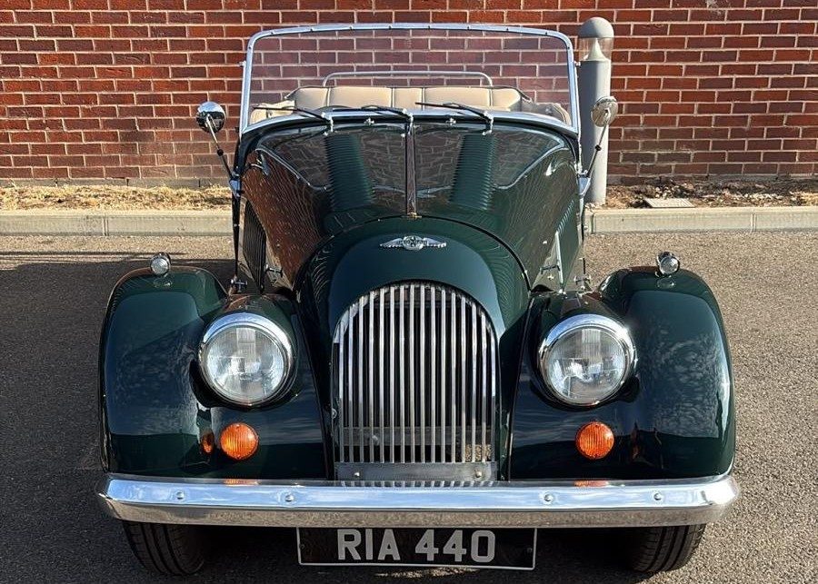 The 1980 Morgan 4/4 in British Racing Green at Martins Farm